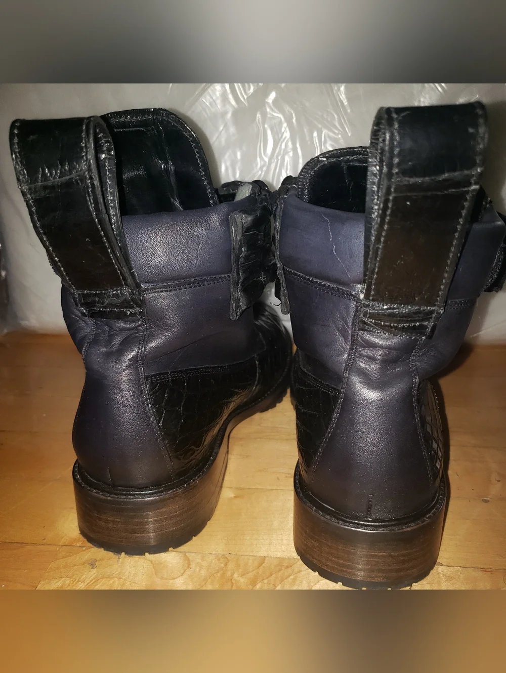 Genuine Alligator Skin Black On Black Combat Boots Men 9 READ Below